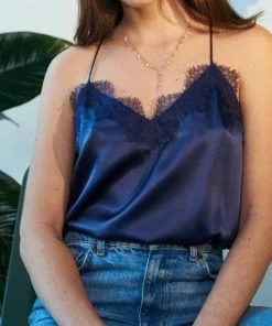 Top 10 βοΈ Cami Nyc Racer Charmeuse Cami in Navy for π© women β€οΈ