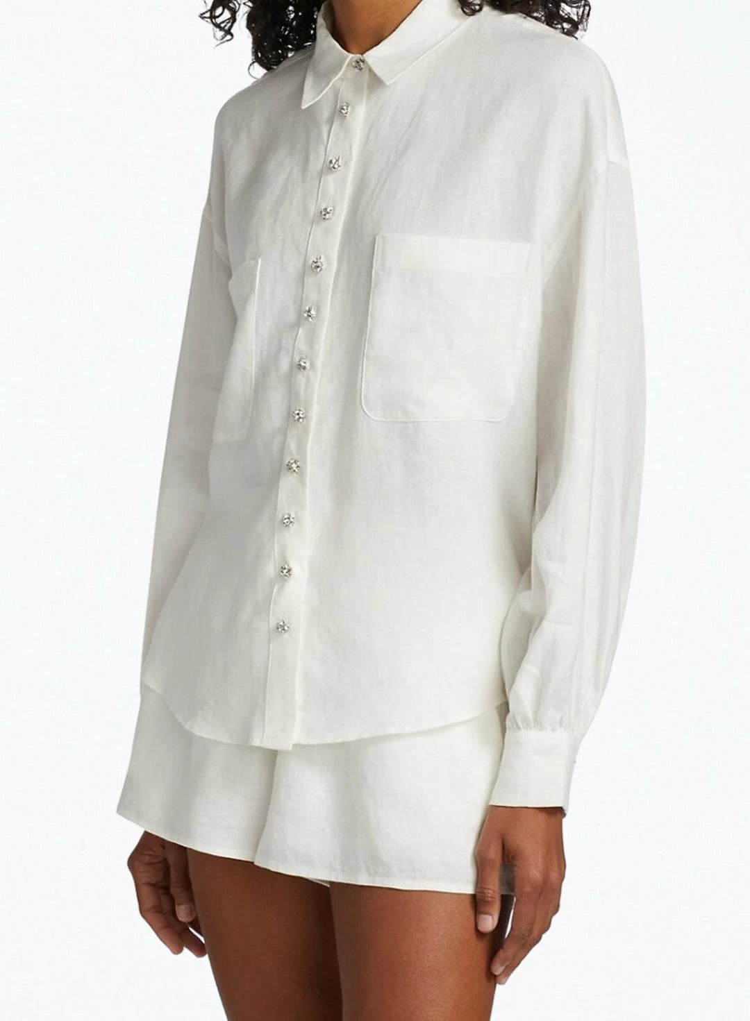 Promo π Cami Nyc Belkis Embellished-Button Linen Top In White for π© women π 3 Promo π Cami Nyc Belkis Embellished-Button Linen Top In White for π© women π